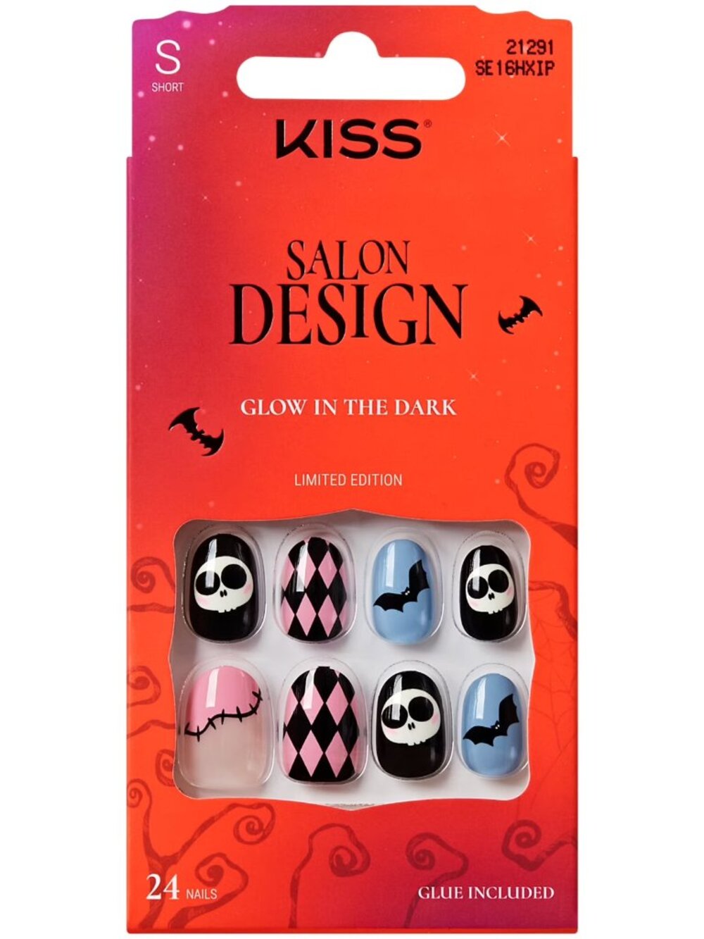 KISS Salon Design Halloween Press On Nails Nightmare Parade Short Oval 24 Count